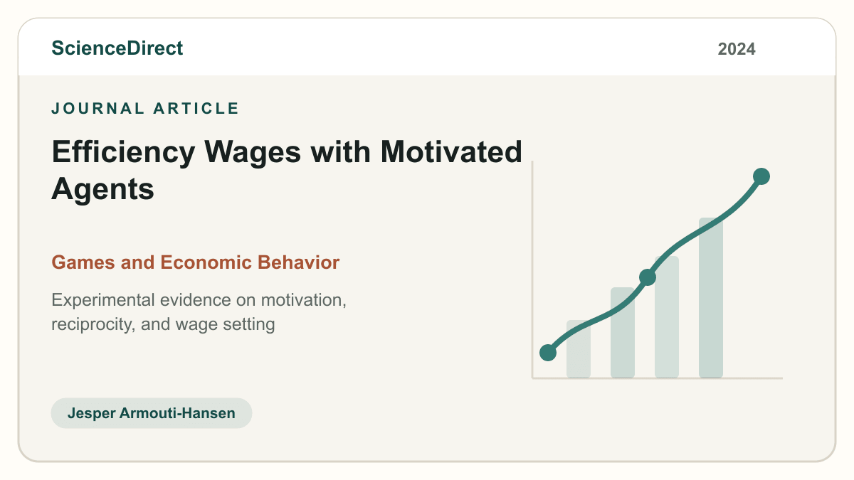 Journal article thumbnail for Efficiency Wages with Motivated Agents