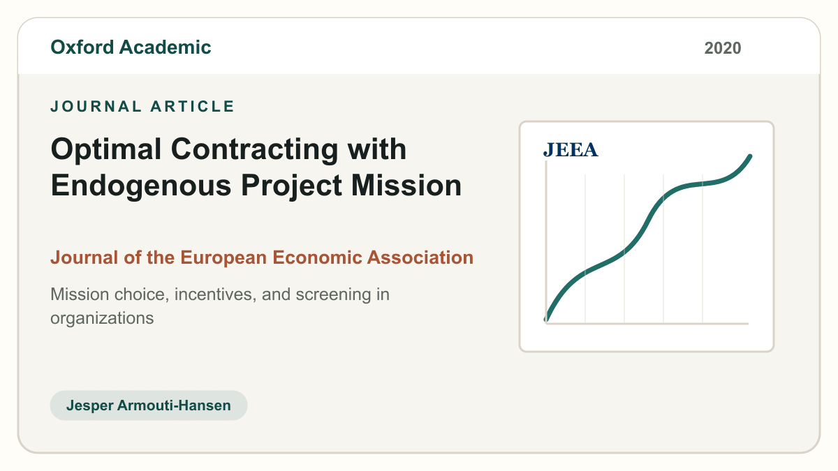 Oxford Academic journal article thumbnail for Optimal Contracting with Endogenous Project Mission