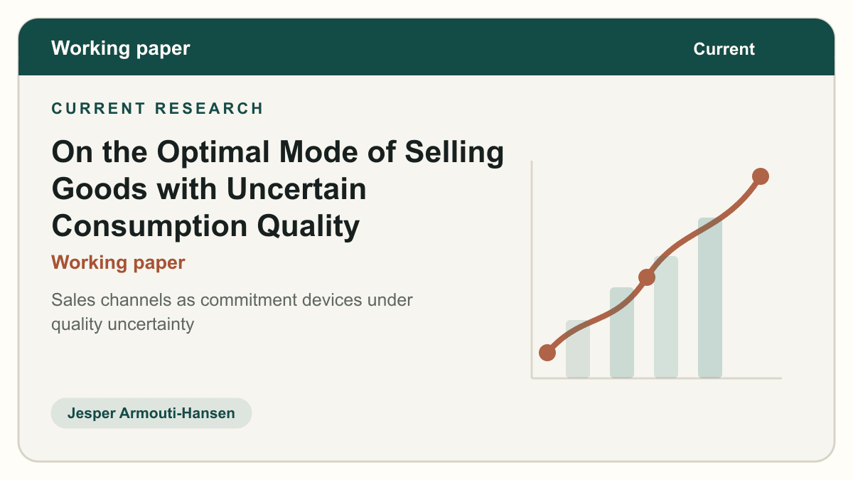 Working paper thumbnail for On the Optimal Mode of Selling Goods with Uncertain Consumption Quality
